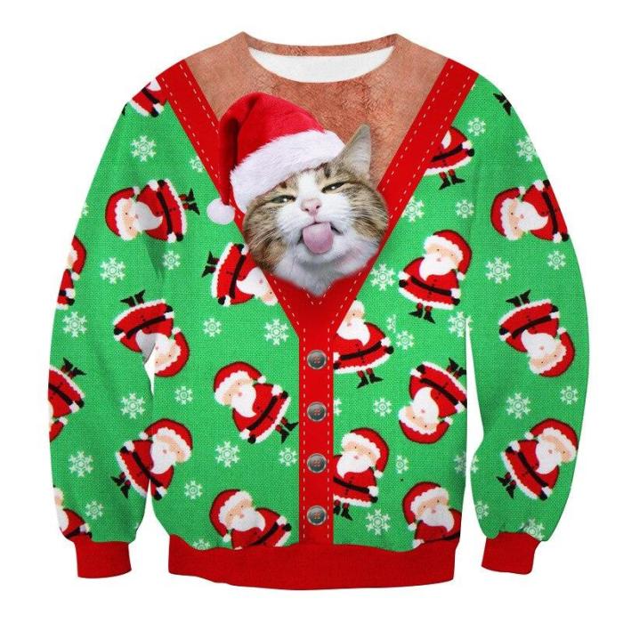 Unisex Ugly Christmas Sweater 3D Funny Design Pullover Sweaters Jumpers Tops For Xmas Men Women Party Hoodie Sweatshirt