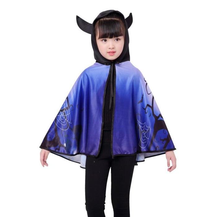 Halloween Children'S Horns Cloak  Kids Adult Performance Costume Sorcerer Hooded Witch Set Ghost Pumpkin Cloak Dress