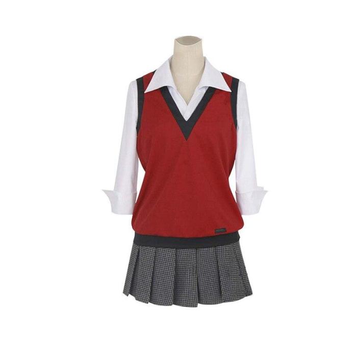 Kakegurui Compulsive Gambler Midari Ikishima Cosplay Costume Japanese School Uniform Vest Dress Women Jk Uniform Cosplay Props
