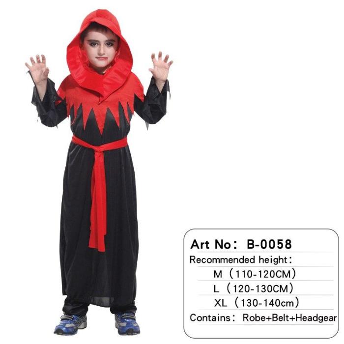 Halloween Children Animal Black Red Costume Robe Cosplay Devil Horn Demon Headwear Party Cosplay Fancy Dress