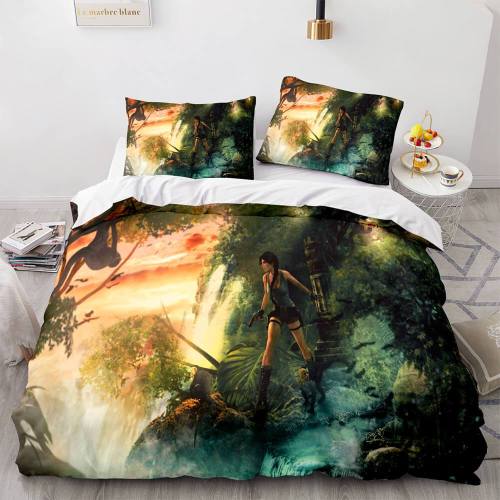 Tomb Raider 3 Piece Comforter Bedding Sets Duvet Covers Bed Sheets