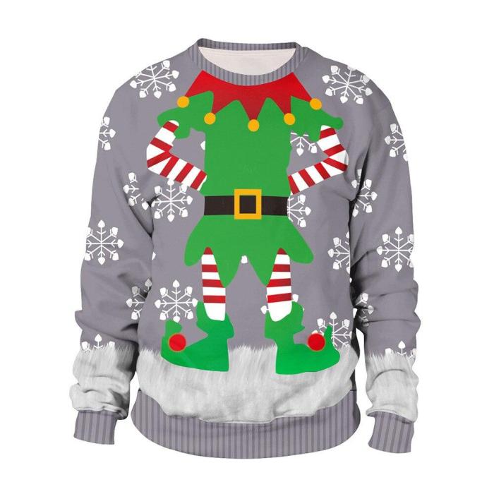 Fashion Ugly Christmas Sweater 3D Printing Funny Round Neck Couple Long Sleeve Pullover