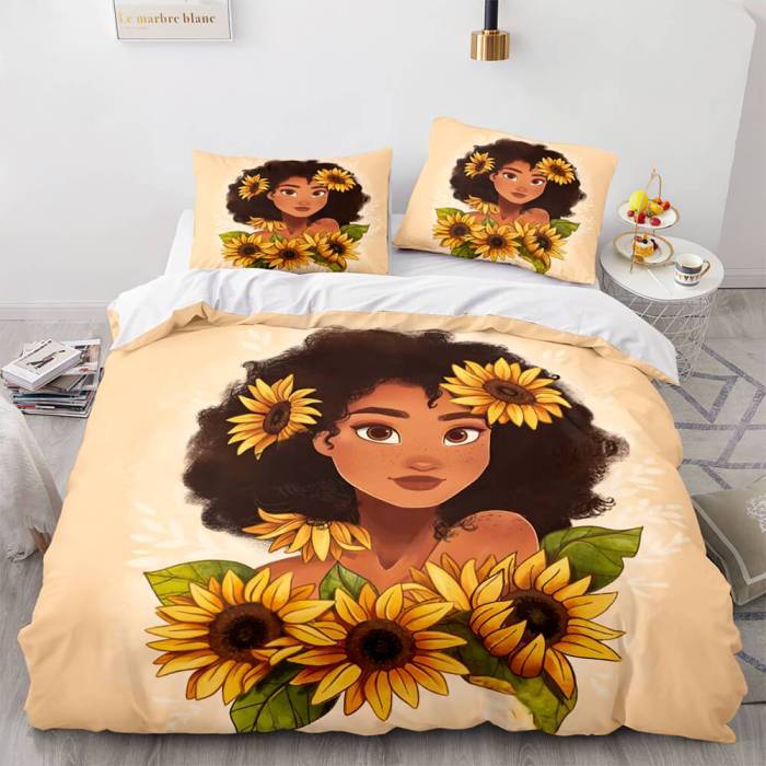 African Girls Cosplay Bedding Sets Duvet Covers Comforter Bed Sheets