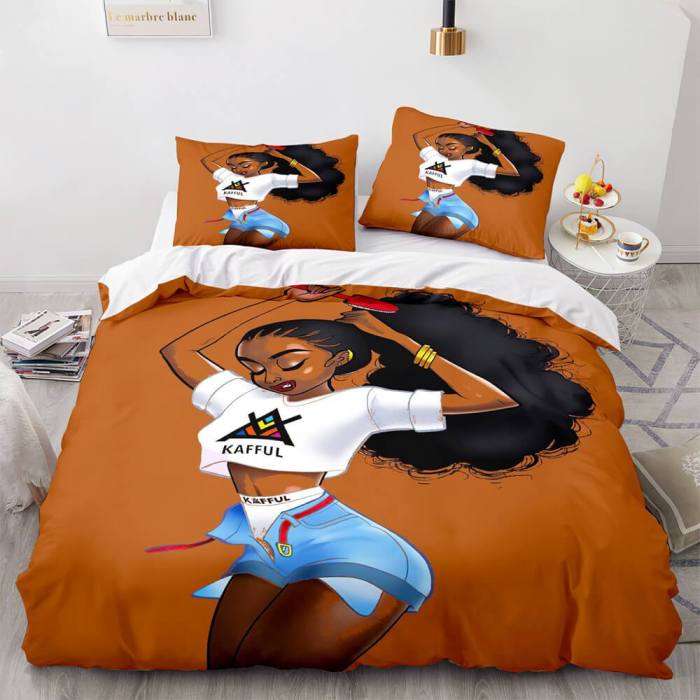 African Girls Cosplay Bedding Sets Duvet Covers Comforter Bed Sheets