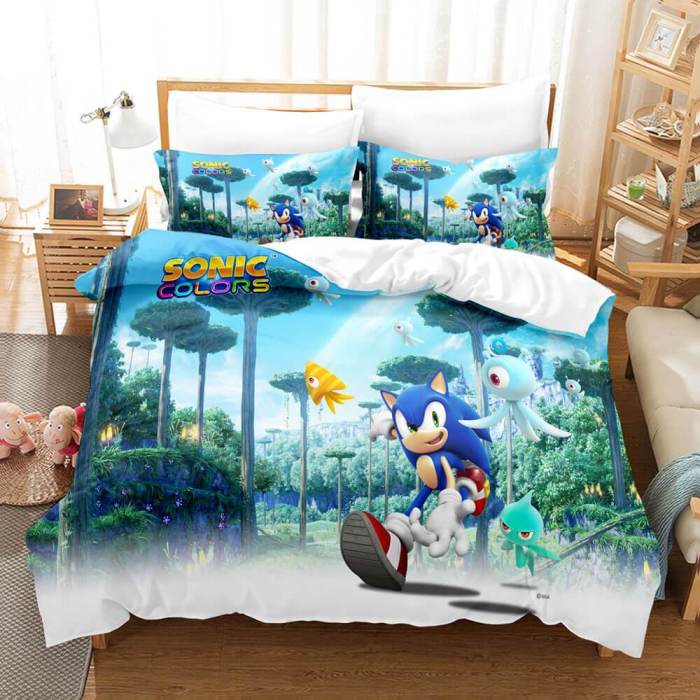 Sonic Cosplay Full Bedding Set Duvet Cover Comforter Bed Sheets