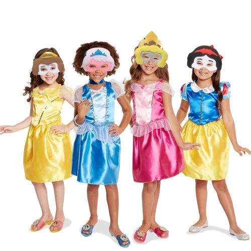 Princess Costumes Dress Up For Little Girls With Top Skirt Mask Age Of 3-8 Years