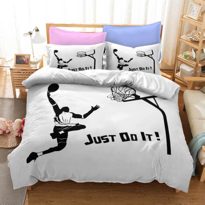 Basketball Lakers Bulls Air Jordan Cosplay Bedding Set Duvet Cover Comforter Bed Sheets