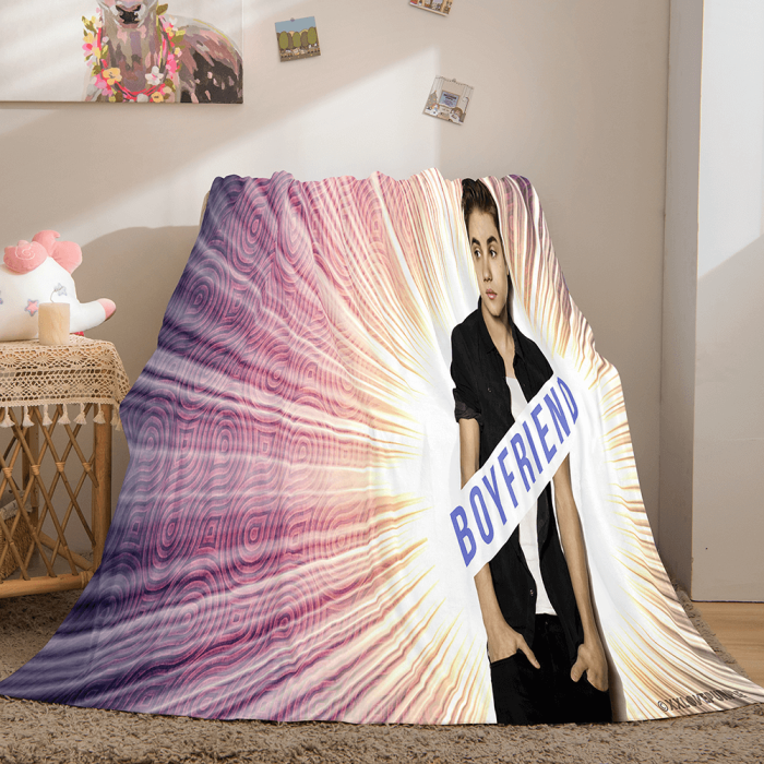 Singer Justin Bieber Flannel Fleece Throw Blanket Comforter Set