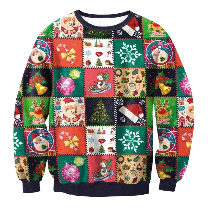 Ugly Christmas Sweater Unisex Men Women Long Sleeve O-Neck Loose Pullover Tops Xmas Casual Funny Print Sweatshits