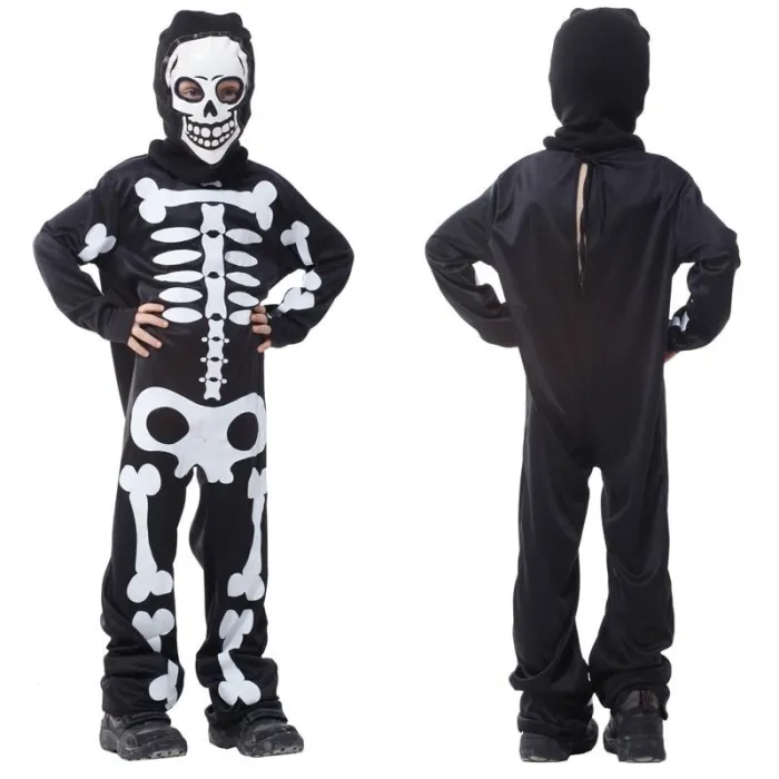 Halloween Skull Attached Mask Costume Children Boys Ghost Battle Royale Game Boys Cosplay Jumpsuit Christmas Gifts