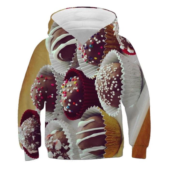 Delicious Food Donuts Cake 3D Children'S Hoodie Anime Printed 4-14T Long Sleeve Kids Clothes Boys Girls' Favorite Cool Hoodie