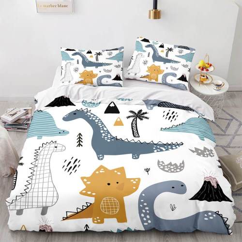 Cartoon Dinosaur Cosplay 3 Piece Bedding Sets Duvet Covers Bed Sheets