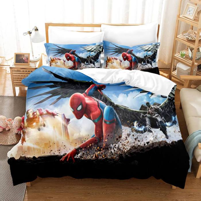 Spiderman Cosplay Full Bedding Set Duvet Cover Comforter Bed Sheets
