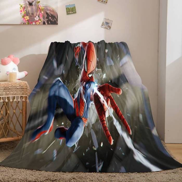 Spiderman Flannel Fleece Throw Cosplay Blanket Halloween Comforter Set