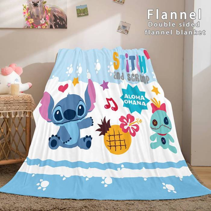 Stitch Blanket Flannel Throw Cosplay Blanket Comforter Sets For Bed