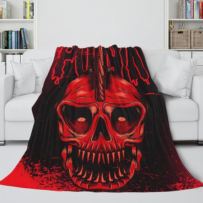 Halloween Skeleton Skull Flannel Blanket Throw Blanket Comforter Sets