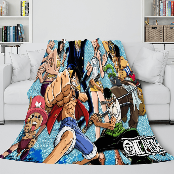 Anime One Piece Straw Hat Pirates Super Soft Flannel Throw Bed Blanket