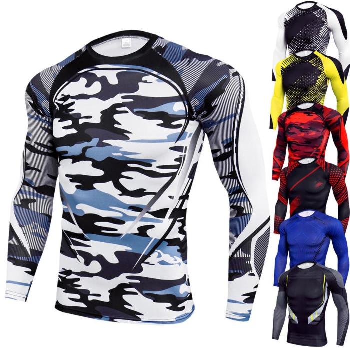 3D Printed T Shirts Men Compression Shirts Long Sleeve Training Tops Tees Gyms Fitness T-Shirt