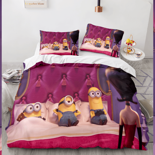 Minions Cosplay Bedding Set Duvet Cover Comforter Bed Sheets