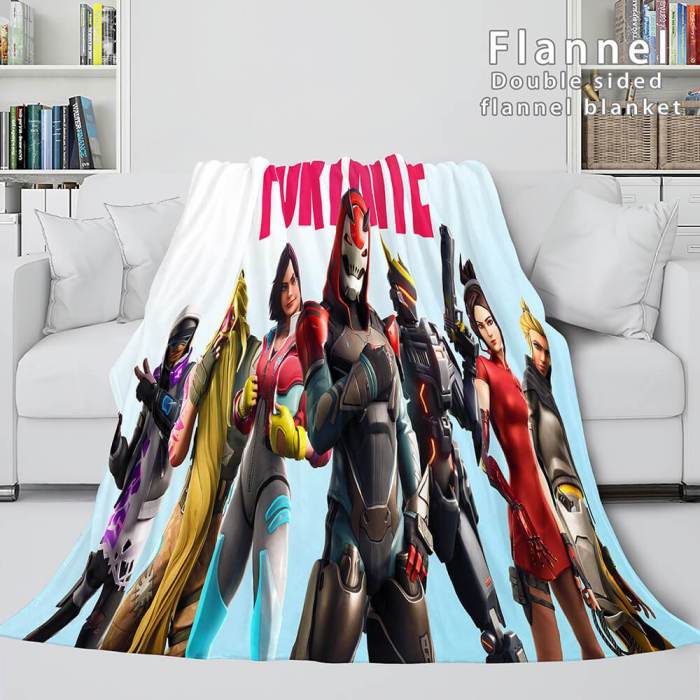 Game Fortnite Cosplay Flannel Blanket Throw Comforter Bedding Sets