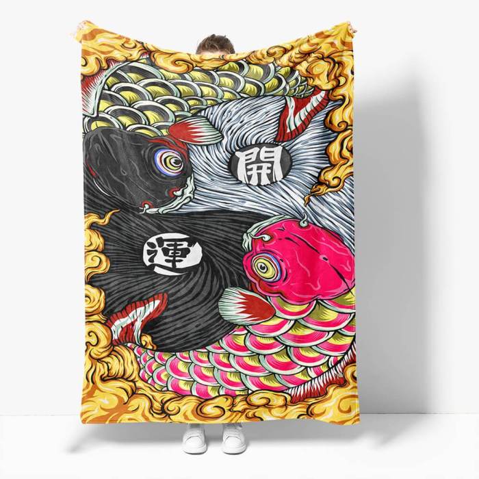 Chinese National Tide Elements Flannel Fleece Throw Cosplay Blanket