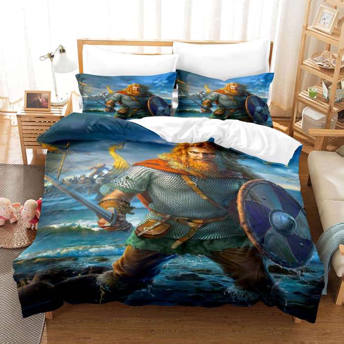 Viking Cosplay Bedding Set Duvet Cover Comforter Bed Sheets