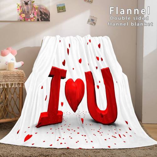 I Love You Bed Blanket Soft Flannel Blanket Comforter Bedding Sets