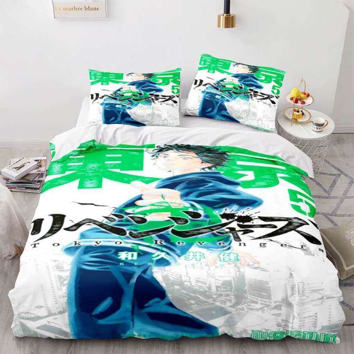 Tokyo Revengers Cosplay 3 Piece Bedding Set Duvet Cover Bed Sheets