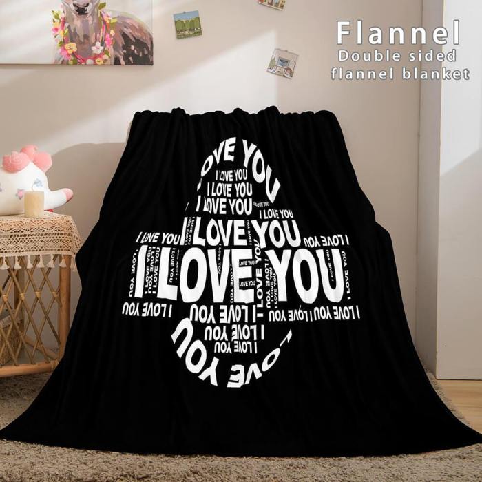 I Love You Bed Blanket Soft Flannel Blanket Comforter Bedding Sets