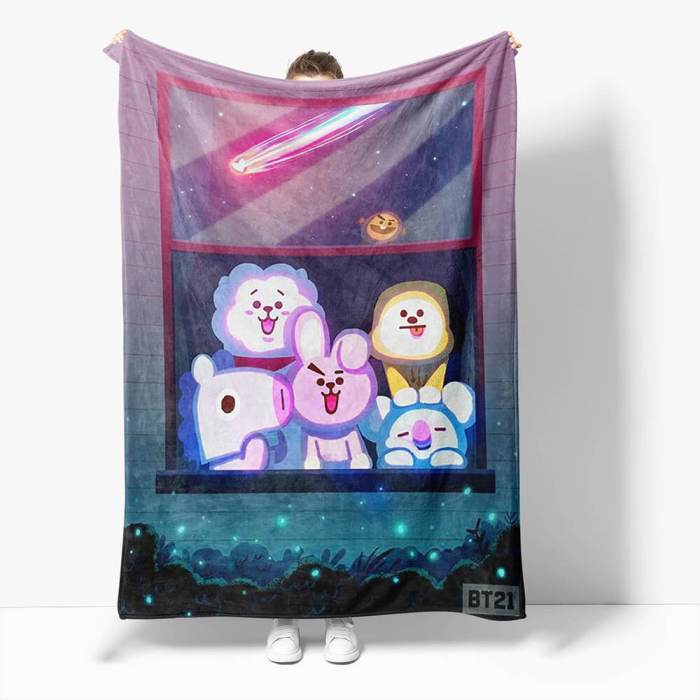 Bt21 Flannel Fleece Throw Cosplay Blanket Halloween Comforter Sets