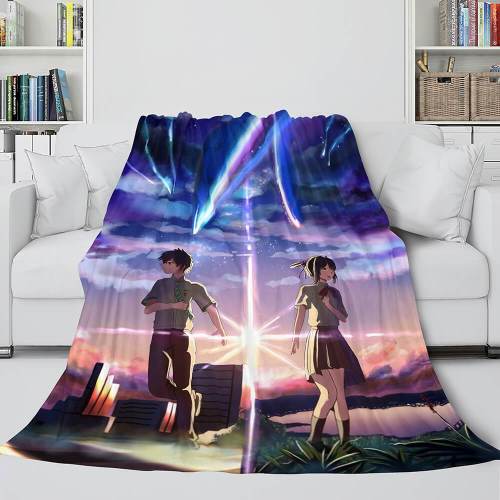 Kimi No Na Wa Cosplay Flannel Blanket Throw Comforter Bedding Sets