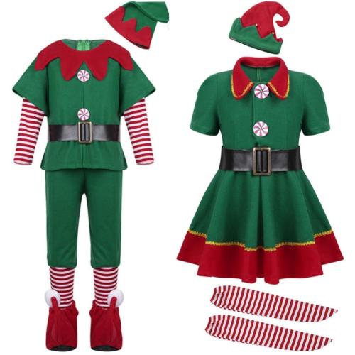 Halloween Green Elf Girls Christmas Costume Festival Santa Clause For Girls  Year Chilren Xmas Clothing Fancy Party Dress