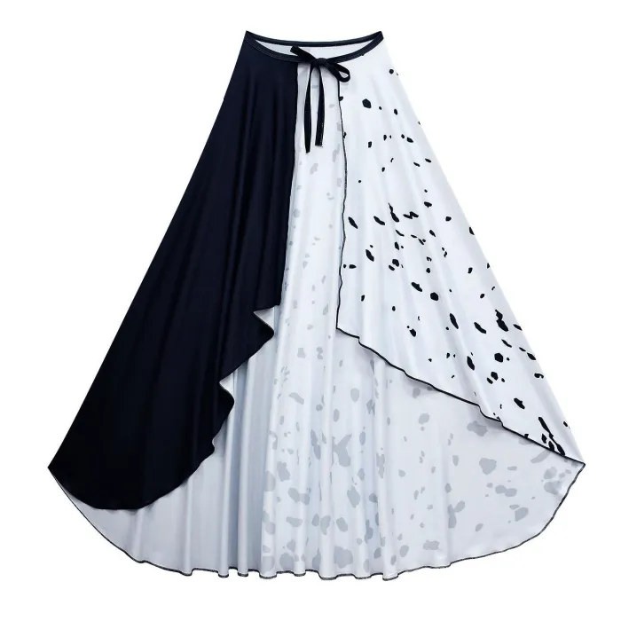 Movie Cruella De Vil Cosplay Costumes Kids Gown Black White Maid Dress Halloween Party Dress With Cloak Wig