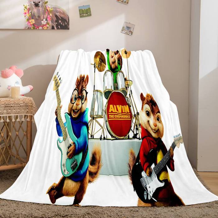 Alvin And The Chipmunks Cosplay Flannel Fleece Throw Blanket Comforter