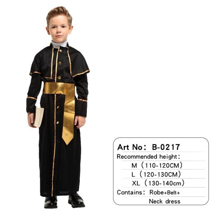 Halloween Medieval Missionary Cosplay Costumes For Father Children With Belt Costume Sets Carnival Cosplay Kids