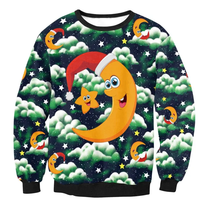 Ugly Christmas Sweater Unisex Men Women Long Sleeve O-Neck Loose Pullover Tops Xmas Casual Funny Print Sweatshits