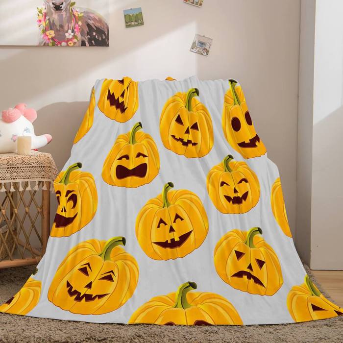 Halloween Pumpkin Flannel Fleece Throw Cosplay Blanket Comforter Sets