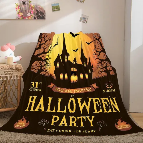 Halloween Castle Flannel Fleece Throw Cosplay Blanket Comforter Sets