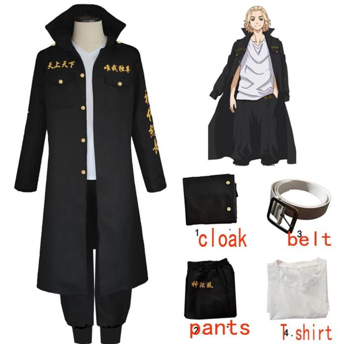 Anime Tokyo Revengers Sano Manjiro Cosplay Costume Unisex Tokyo Manji Gang Mikey Jacket Cloak Pants