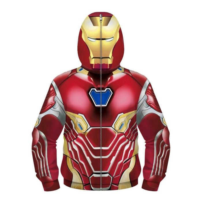 The Avengers Movie Boys Face Covered Space Suit Cosplay Kids Sweatshirts Jacket Hoodies With Zipper For Children
