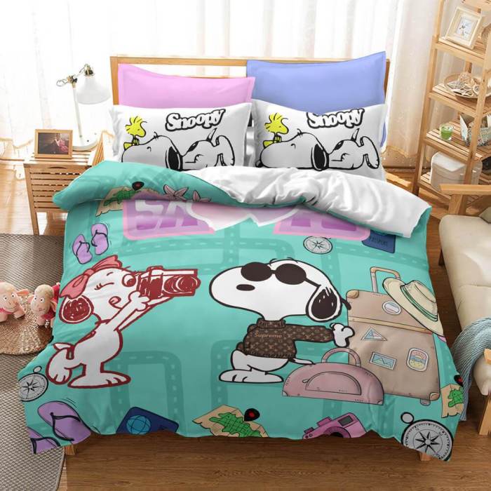 Cartoon Snoopy Cosplay Bedding Set Duvet Covers Comforter Bed Sheets