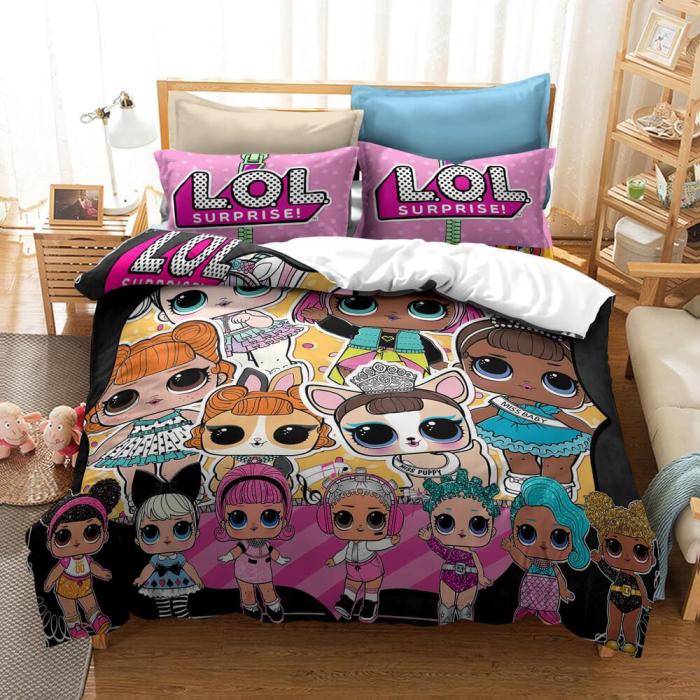 Lol Surprise 3 Piece Bedding Set Duvet Covers Comforter Bed Sheets