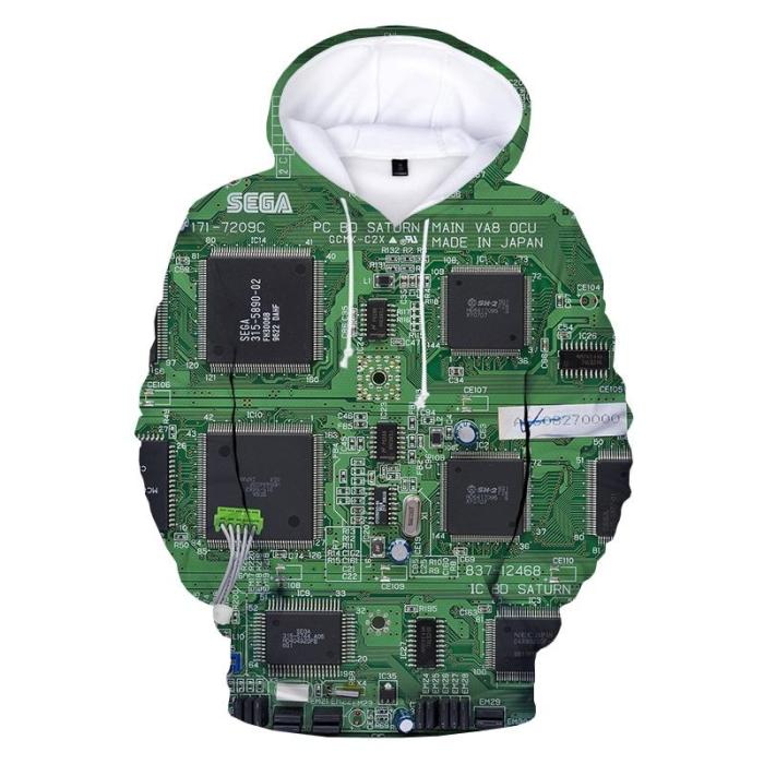 Electronic Chip 3D Printed Funny Hoodie Pullover