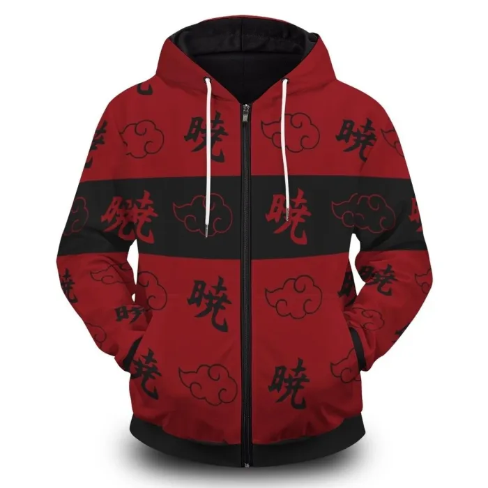 Naruto Anime Red Dawn Cosplay Unisex 3D Printed Hoodie Sweatshirt Jacket With Zipper