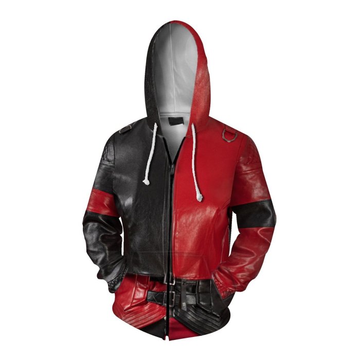 2 Pcs/Set The Suicide Squad Movie Harleen Quinzel Red Cosplay Unisex 3D Printed Hoodie Sweatshirt Jacket With Zipper+Pant
