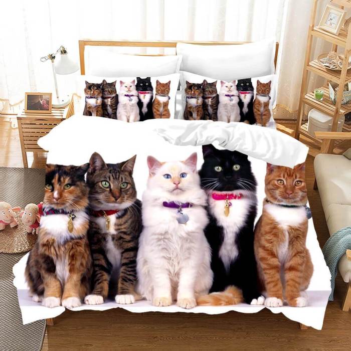 Lovely Animal Pet Cats Bedding Set Duvet Covers Comforter Bed Sheets