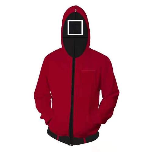 Squid Game Tv Round Six Red Manager Square 8 Cosplay Unisex 3D Printed Hoodie Sweatshirt Jacket With Zipper