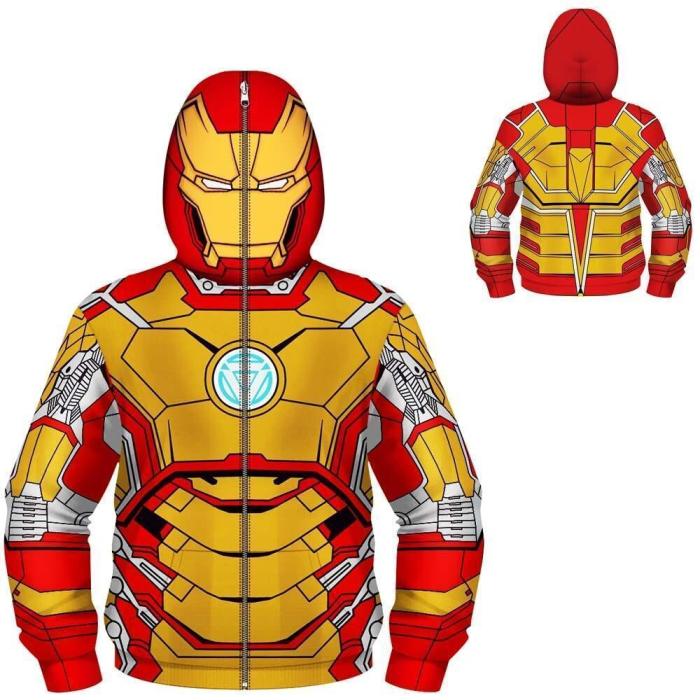 The Avengers Movie Boys Face Covered Iron Man 2 Cosplay Kids Sweatshirts Jacket Hoodies With Zipper For Children
