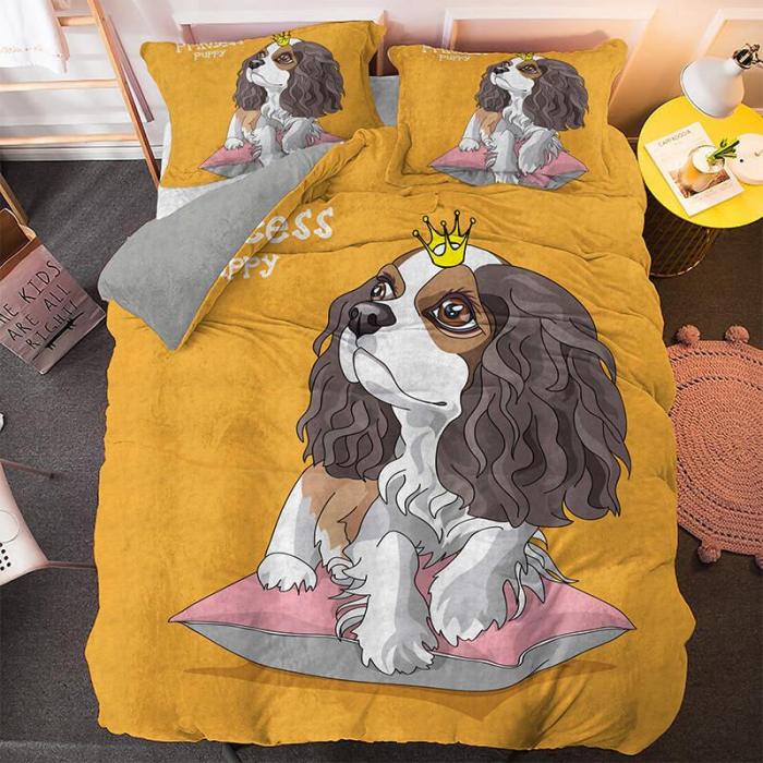 Cute Dog Cartoon Pug Bedding Set Duvet Covers Comforter Bed Sheets