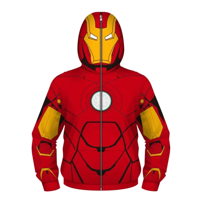 The Avengers Movie Boys Face Covered Iron Man 2 Cosplay Kids Sweatshirts Jacket Hoodies With Zipper For Children